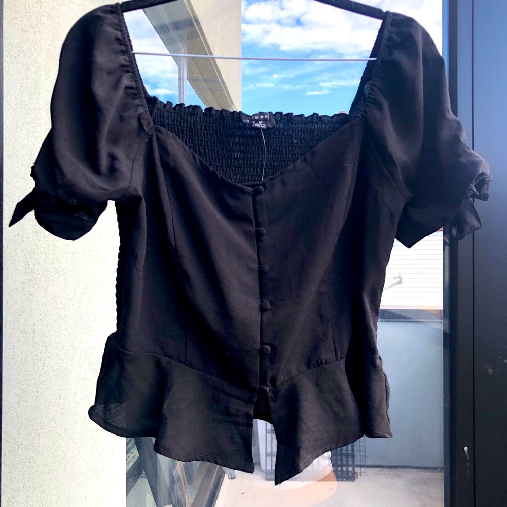 Milk Maid Crop Top with puff sleeves